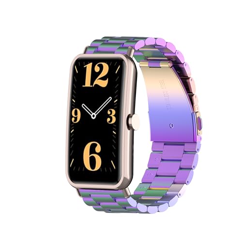 SinMutisme 16mm Stainless Steel Watch Strap Compatible with Sekonda Connect Smart Watch 40mm/RADLEY Series 21 Straps, Metal Stainless Steel Replacement Band (Rainbow)