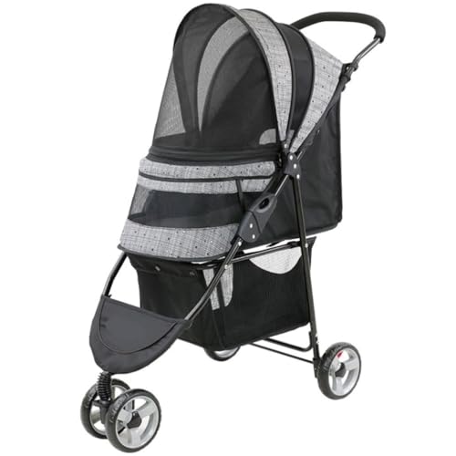 SUSUFISH Dog Stroller Cat Stroller Folding Pet Stroller for Medium Small Dogs Cats Portable Travel Cat Dog Stroller with Storage Basket Pet Stroller for Cats Dogs (Color : B)