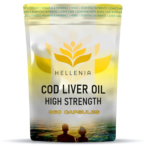 Hellenia Cod Liver Oil Capsules 1000mg, 360 Count
