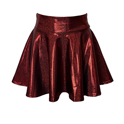 Dark Red Burgundy Sparkle Skater Mini Skirt - Made in USA - Festival Rave Skirt - Christmas, Autumn, Fall