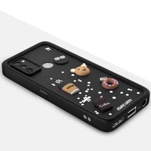 Image of Bintage Back Cover Compatible for Samsung Galaxy A11 | Cute 3D Taddy Ball Bear Milk Cake Coffee Silicon Case Full Body & Camera Protection - Black