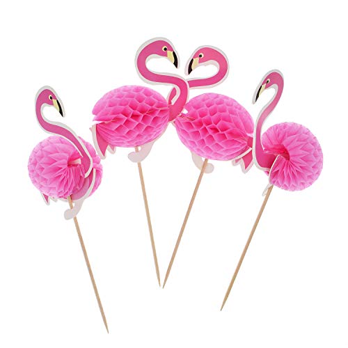 50 Pieces Flamingo Cupcake Toppers Cocktail Picks Wedding Cake Decoration For Hawaii Birthday Wedding Beach Party #TOP2