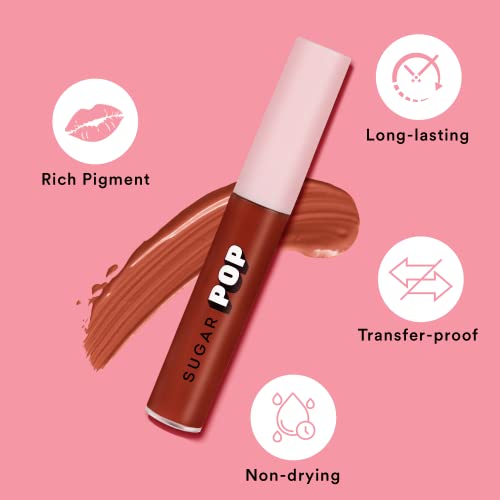 Image of SUGAR POP Liquid Lipstick - 05 Peach (Peachy Orange) - 2.5 ml - Velvet Matte Texture, Non-drying Formula, Transfer Proof, Long Lasting, Rich Hydrating Pigment l All Day Wear Lipstick for Women