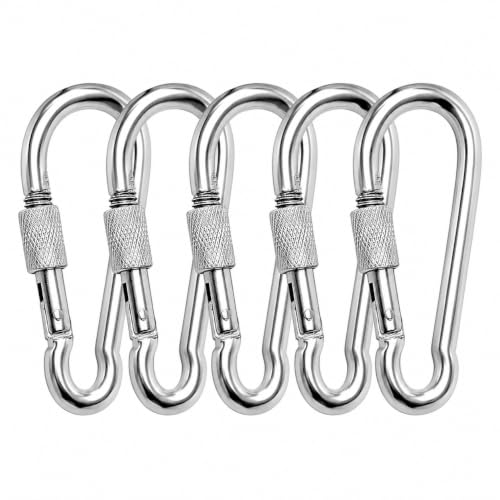 Metal Vidalı Karabina 6 mm 5 Adet | Çok Amaçlı Kullanım; Dağcılık kamp Malzemeleri, Salıncak, Hamak, Denizcilik, Spor Aletleri, Ekipman Askı
