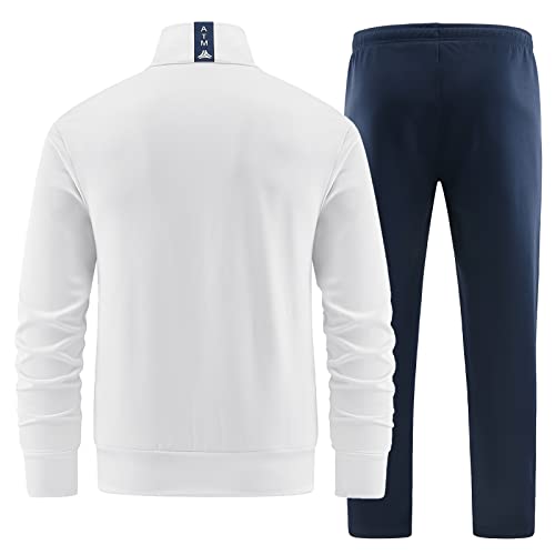 Anotwener Track Suits For Men Set 2 Piece Sweat Suits Tracksuit Men Outfits Sets Sweat Jackets Walking Suits Jogging Jogger Set White Atm-2015-S #TOP1