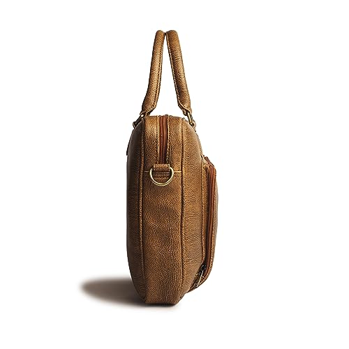 Image of Gauge Machine Professional Vegan Leather Messenger Briefcase Bag for Office |Fits upto 14 /15 / 16 inch Laptop |Separate Padded Laptop Compartment |Water Resistant |Men & Women |16L