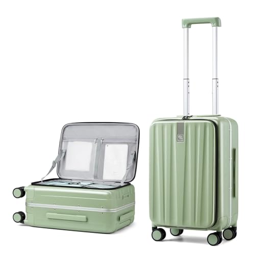 Hanke-20-Inch-Carry-On-Luggage-with-Wheels-PC-Hard-Shell-Suitcases-Top-Opening-Aluminum-Frame-Travel-Luggage-Suitcases-for-Woman-MenBamboo-Green