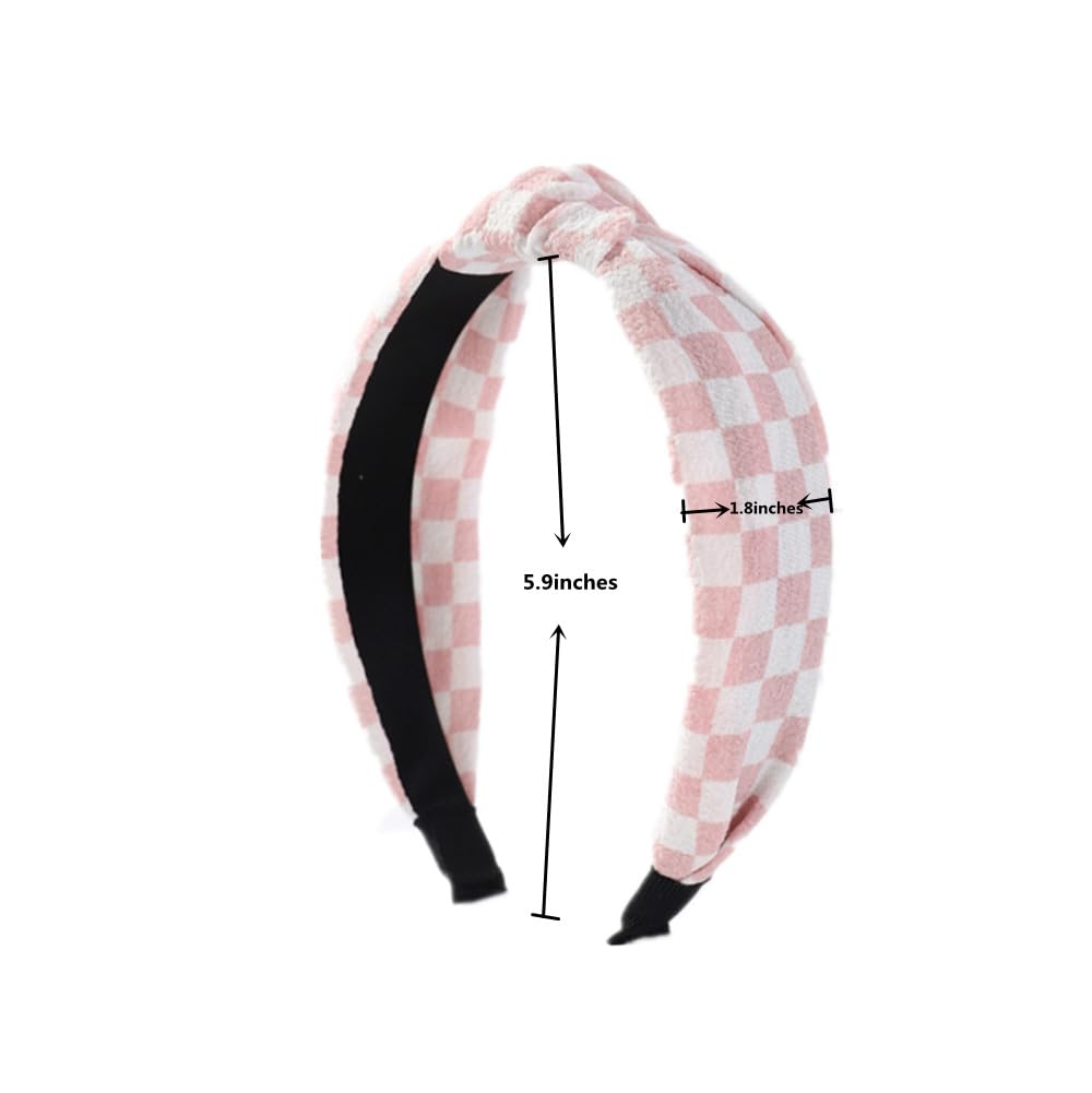 Headbands for Women Checkered Headband Knotted Head Bands Women Non Slip Top Knot Headband,Cross Knot Headbands,3PCs (3Colors A, One size fits most)