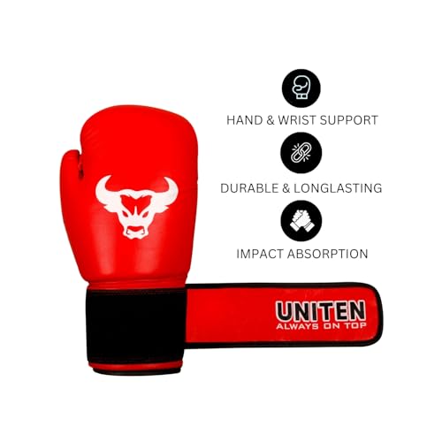 Image of Indian Amateur Boxing Gloves | Leather Gloves | Unisex Boxing Gloves (Red, 8 OZ)