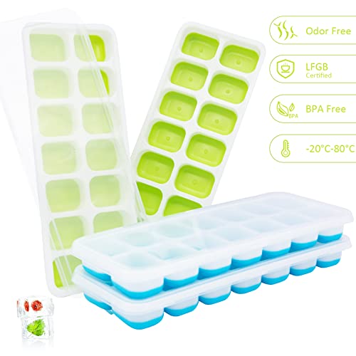 Ice Cube Trays 4 Pack, 56-Ice Cube Trays With Leak-Resistant Removable Lid, Lfgb Certified And Bpa Free, For Freezer, Stackable Ice Trays With Covers #TOP1