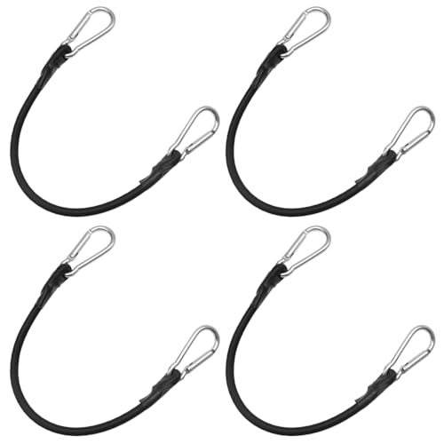 YDHfdc 4 Pezzi Corde Elastiche con Gancio Resistenti Elastici con Gancio 43cm Ganci Elastici Corda Cavi per Campeggio, Bagagli, Viaggi (Nero)