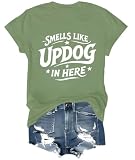 Smells Like Updog in Here Shirt, Funny Smells Like Updog in Here V Neck T-Shirt for Women Men Green