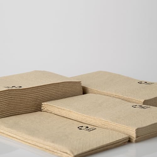 PAPSTAR 600 servilletas, 3 capas, pliegue 1/8, 33 cm x 33 cm, papel reciclado natural