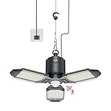 Craftersmark Plug in Garage Light Motion Sensor, 80W 8000LM Motion Sensor Lights Indoor, Deformable LED Shop Motion Activated Bulb for Basement, Warehouse, Barn(1 Pack)