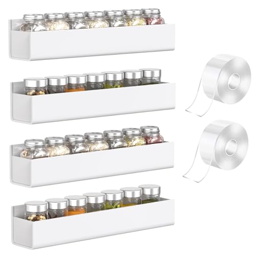 PMMASTO Adhesive Acrylic Spice Rack Organizer for Wall with Nano Double Sided Tape, Spice Shelf Organization for Kitchen - Detailed View