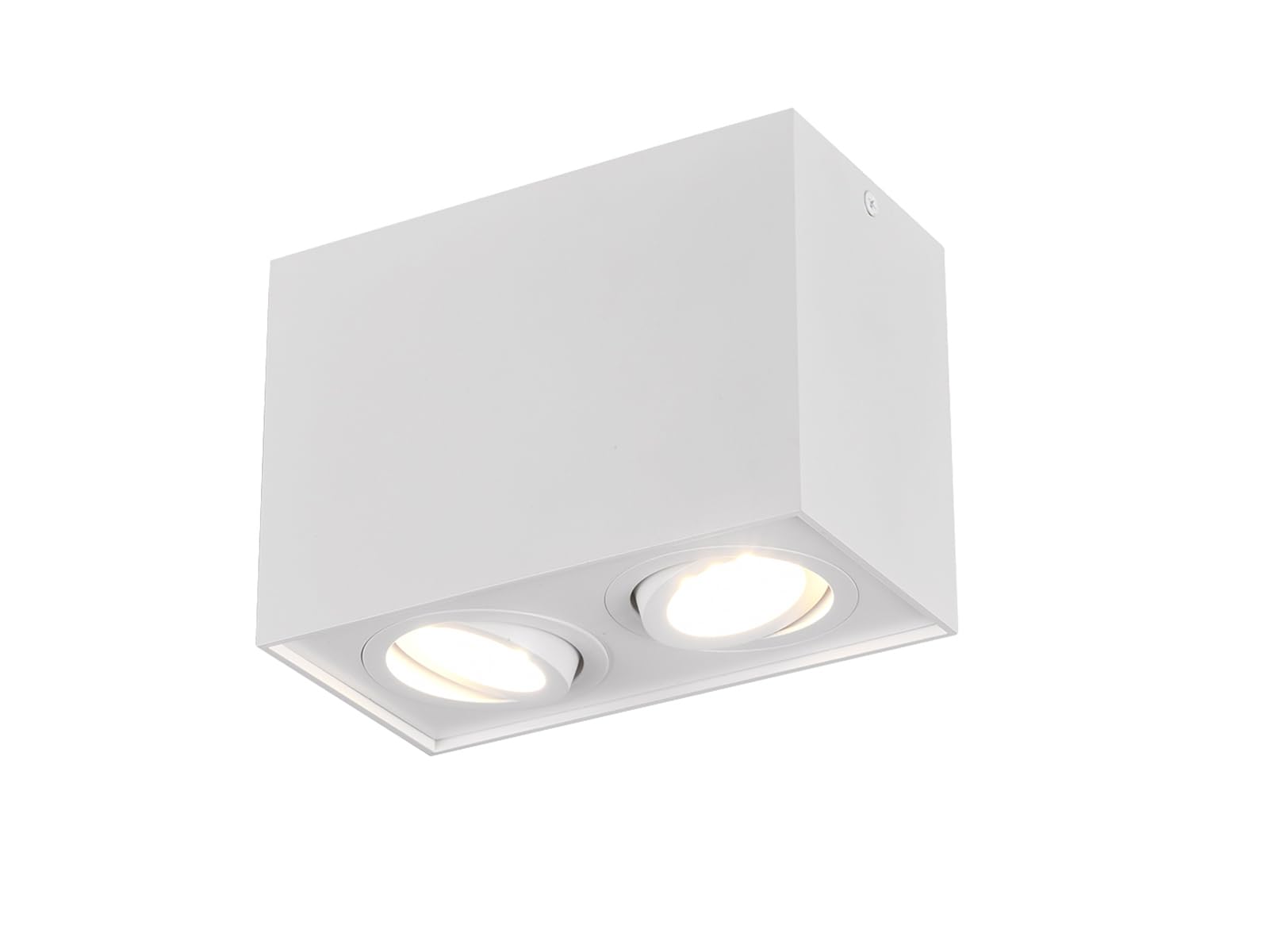 Trio, faretto da soffitto a forma di cubo con LED e due faretti orientabili, bianco opaco