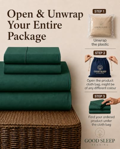 Image of 100% Egyptian Cotton Twin XL Sheets, 4 Pc, Emerald Green Sheets Twin XL