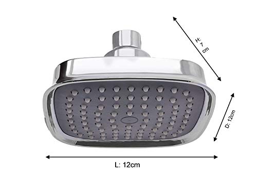 Image of BATH GURU 5x5 Inch Square Rain Shower Head for Bathroom, ABS Plastic Overhead Shower with Chrome Finish, Leak Proof, Anti-Clog Silicone Nozzles, Universal Fit for Wall & Ceiling Mount