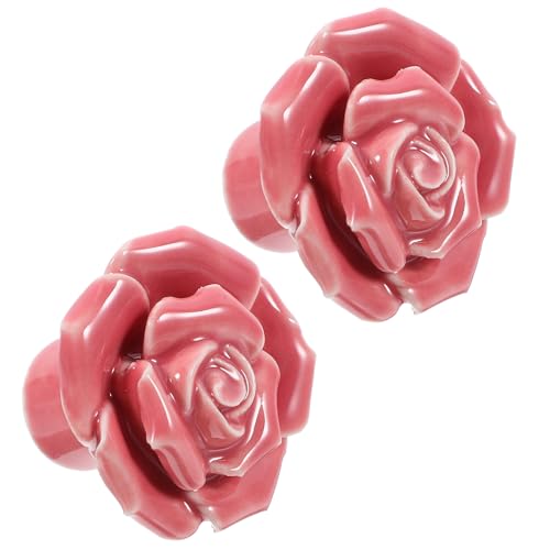 GOOHOCHY Pomos de Cerámica en Forma de Rosa, 2 Unidades, Tiradores para Muebles y Armarios de Cocina, Acabado Delicado, Uso en Cajones y Puertas