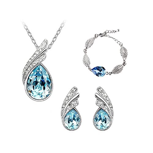 TOEECY Conjunto Lágrima Cristal Collar Pendientes Pulsera Joyería Mujer Elegante Brillante Adorno