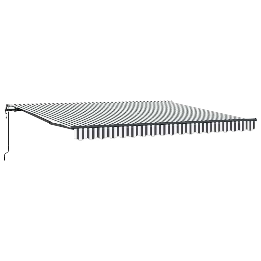 Toldo automático de 400 x 300 cm, con brazo articulado, antracita y blanco, protección solar para terraza y balcón, marco de aluminio estable con manivela y mando a distancia para jardín