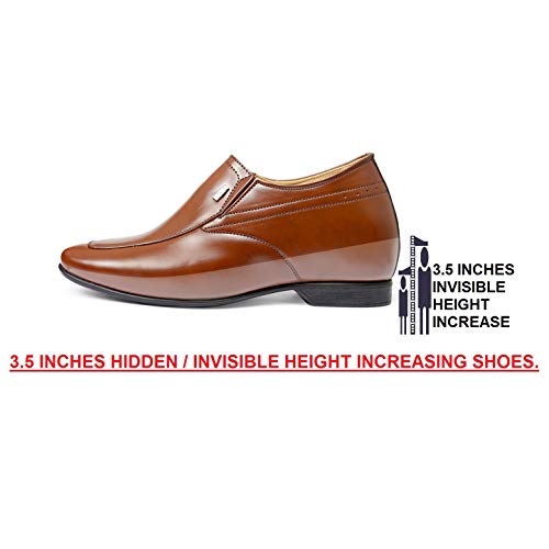 Image of Men's 9 cm (3.5 Inch) Height Increasing Dress Slip-On Formal Faux Leather Shoes