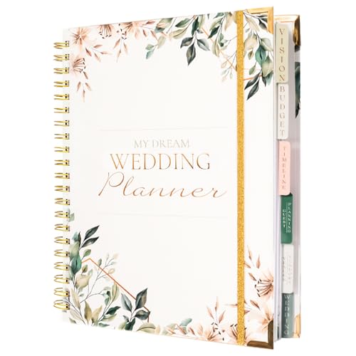 Charming Wedding Planner Hard Cover, Wedding Planning Book and Organizer includes Elegant Pen, Wedding Planner Book and Organizer Presents a Beautiful and Flattering Design, 9.45 x 11.61 Inches