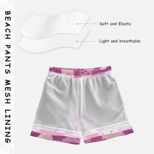 Pigsaly Boys Swim Trunks Mauve Dusty Rose Cute Ghost Boys Board Shorts Swimsuit Swimwear Summer Bathing Suit XS4