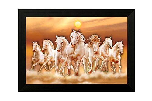 Image of SAF 6546N Seven Running Horses||vastu Painting for Home and Office||Seven Lucky Running Horses Painting ||vastu Horses||Shyam Art 'N' Framed Wall Art Paintings(Wood,35cmx 2Cmx 50Cm)