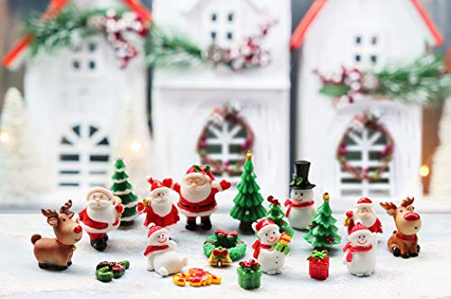 Justdolife E6AE3226D0D10TUDD Christmas Micro Landscapes:20 Pack Xmas Miniature Figurines Santa Claus Snowman Christmas Tree Reindeer Gifts Mini Resin Landscape thumb #8