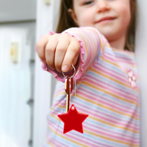 Aimeke 30 Stück Sicherheits Reflektor Anhänger Reflektoren Stern Anhänger Reflektierende Schlüsselanhänger für Rucksack Radfahren Gehen (12 Farben)