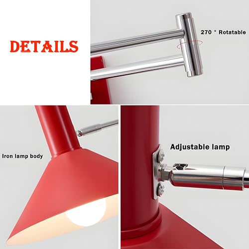 Lámpara de pared moderna con brazo oscilante e interruptor para dormitorio 5