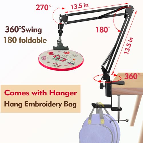 Image of Rotated Cross Stitch Stand Embroidery Hoop Holders Cross Stitch Holder Stand Metal Lap Embroidery Stand Lap, Hand Embroidery Hoop Stand Lap Suitable for Cross Stitch Kit and Embroidery Frame