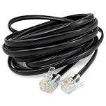 DRUT 3m RJ11 to RJ11 Telephone Landline Cable ADSL 6P4C Flat Lead High Speed BT Internet Broadband Male to Male Router Modem Phone Extension Wire 10ft Black