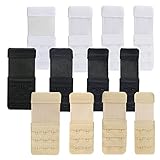 GGISUI 12pcs BH Verlängerung 2 3 Haken BH Verschluss Flexibler Bra Extender Elastisch Weich Modelle BH Erweiterung 3 Groß für Damen Schwarz Weiß Hautfarbe