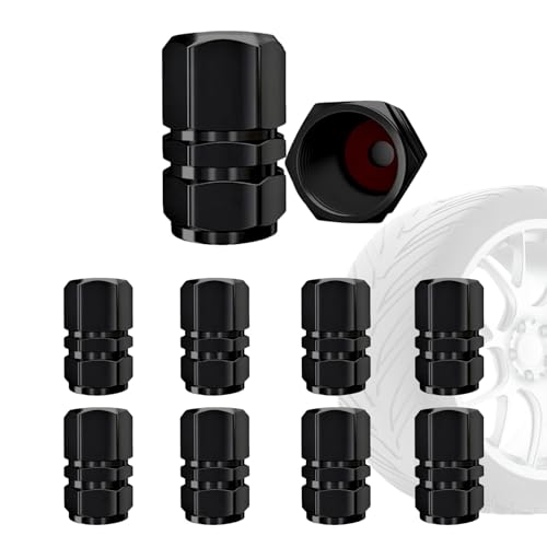 10 PCS Tapones de Rueda de Coche - Aluminio - Válvula para Neumáticos, Tapones de Alta Resistencia, Tapon de Rueda de Coche, Moto, Bicicleta o Patin (Negro)