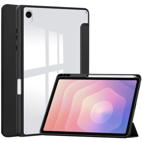 Coque Galaxy Tab S11 noir silicone et cuir rabat pour modèles X730 et X736B
