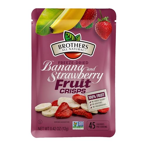 Brothers All Natural Freeze Dried Fruit Crisps, Banana Strawberry, 0.42 Oz (Pack of 24), Made with 100% Fruit, Gluten Free, Soy Free, Vegan, Healthy Snack, Lunch Box Ready - image 1