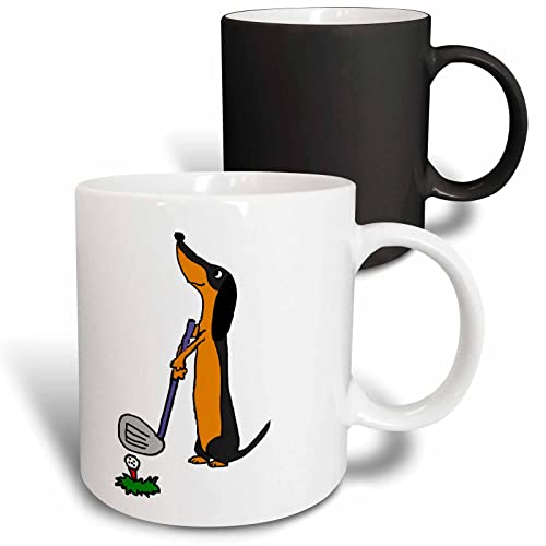 3dRose Funny Cute Dachshund Puppy Dog Playing 11oz Magic Transforming Mug