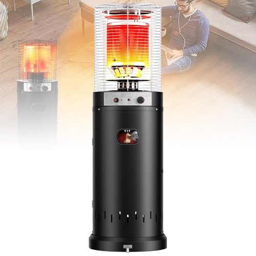 Calentador de exterior de 13 kW con apagado de seguridad de inclinación y botón de encendido, calentador de patio comercial sobre ruedas para restaurantes y terrazas, gas natural