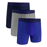 Under Armour Herren Tech Performance Boxershorts im 3er-Pack, 15 cm Beinlänge – atmungsaktiv, feuchtigkeitsableitend, weiches Tragegefühl, ganztägiger Komfort, Schwarz/Blau/Grau, L