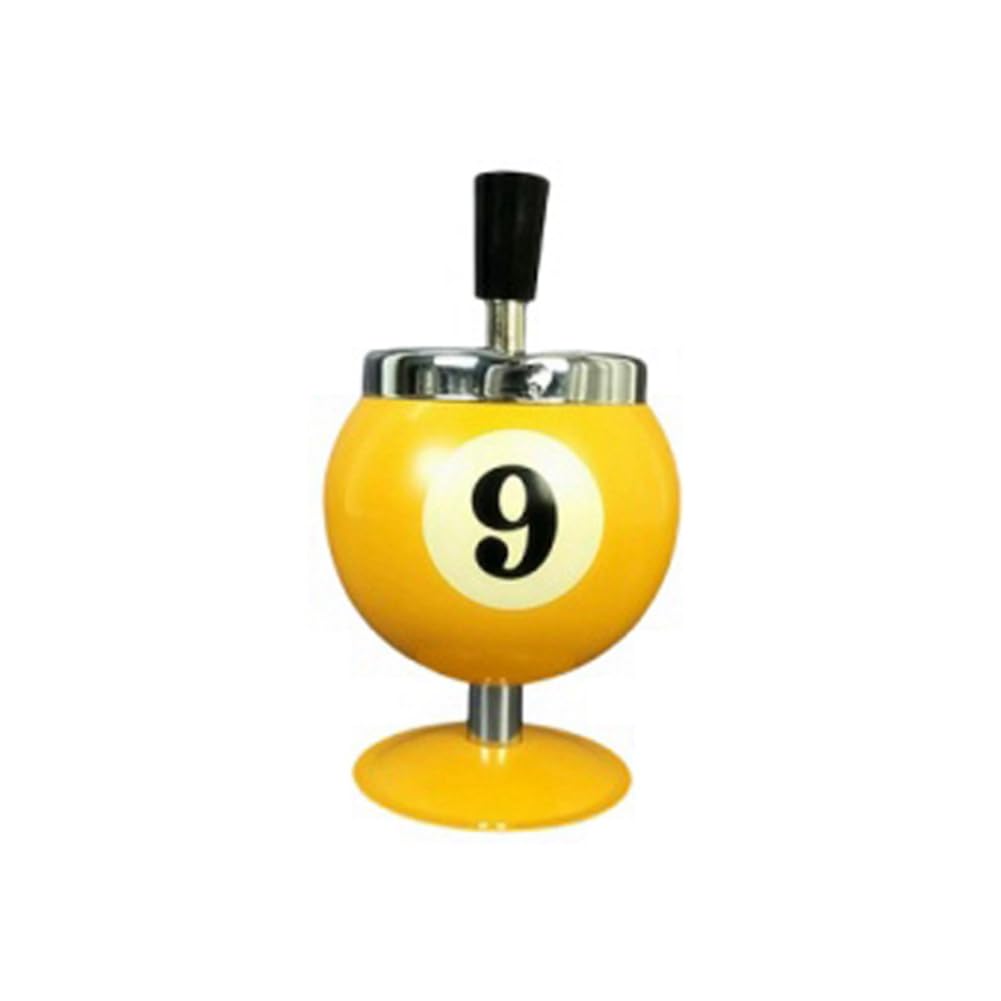 CTRLZS Pool Billiard Ball Design Ashtray Portable Metal Ashtray for Pool House Billiards Ashtray,Yellow,No. 9