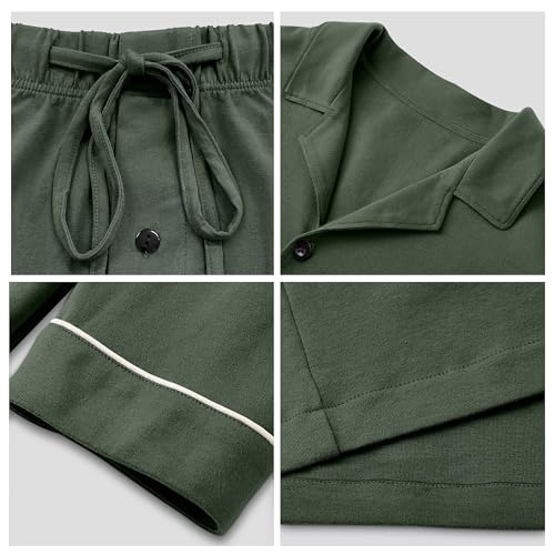 COLORFULLEAF Men's 100% Cotton Sleepwear Set Short Sleeve Loungewear with Pockets and Soft Button Down Summer Pjs3