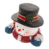 Homoyoyo Weihnachtlicher Resin Schneemann Figurine mit Lichtfunktion Weihnachtsdeko für Wohnzimmer...