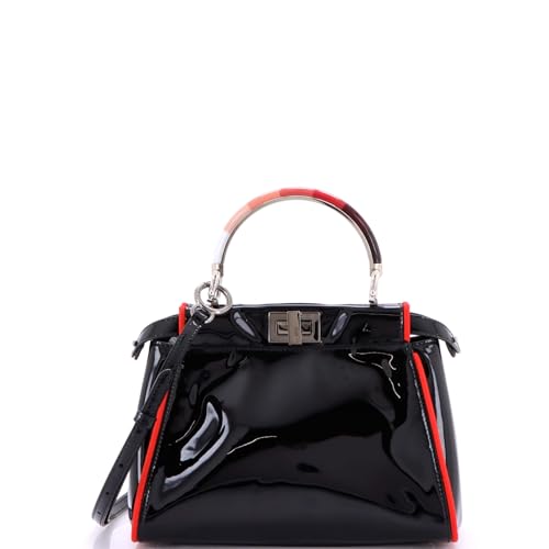 Fendi, Pre-Loved Resin Handle Peekaboo Bag Patent Mini, Black