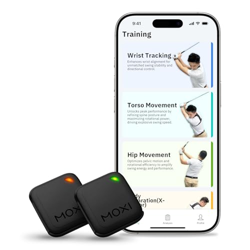 MOXI SwingMotion - Optimize golf swings with instant feedback and 3D visualization on your smartphone. 2 wearable IMU sensors offer accurate tracking in 4 modes: Wrist, Torso, Hip, and Body Separation MOXI SwingMotion - Optimize golf swings with instant feedback and 3D visualization on your smartphone. 2 wearable IMU sensors offer accurate tracking in 4 modes: Wrist, Torso, Hip, and Body Separation