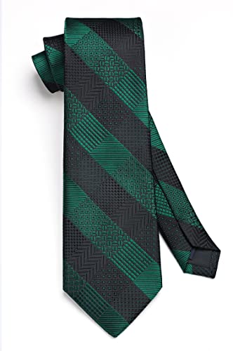 Image of HISDERN Ties for Men Solid Houndstooth Neckties Handkerchief Formal Business Tie & Pocket Square Set Wedding Party