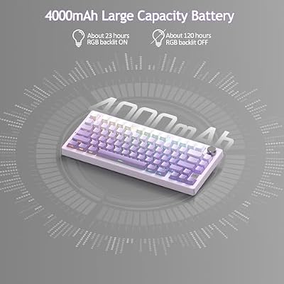 MageGee LIGHT75 Wireless Creamy Keyboard, Tri-Mode Bluetooth/2.4GHz/USB-C RGB Backlit, Gasket Hot Swappable Custom Gaming Keyboard for Win/Mac/PC, with Knob, Side Printed PBT Keycaps, Purple