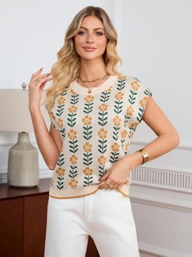 Image of GREAIDEA Womens Sleeveless Sweater Vest Crewneck Cap Sleeve Knit Tops Trendy 2026 Summer Spring Business Casual Shirts