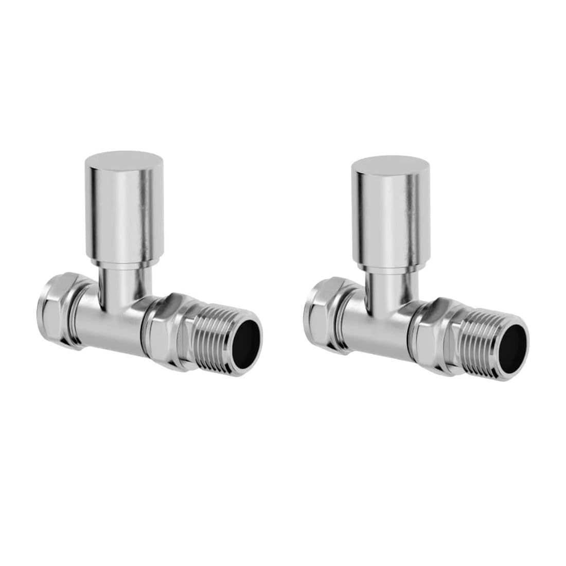 Nainova Hardware Chrome Manual Angled Towel Radiator Valve Set, 15Mm Central Heating Valves For Radiators (, Straight)